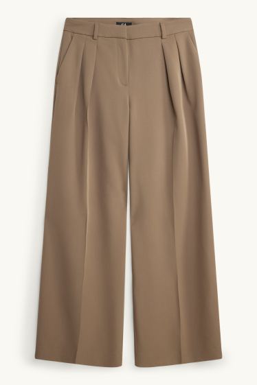 Femmes - Pantalon de bureau - high waist - wide leg - beige