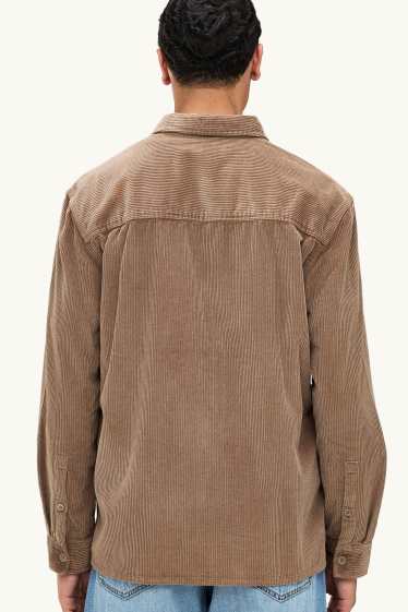 Hommes - Chemise en velours côtelé - relaxed fit - col kent - marron