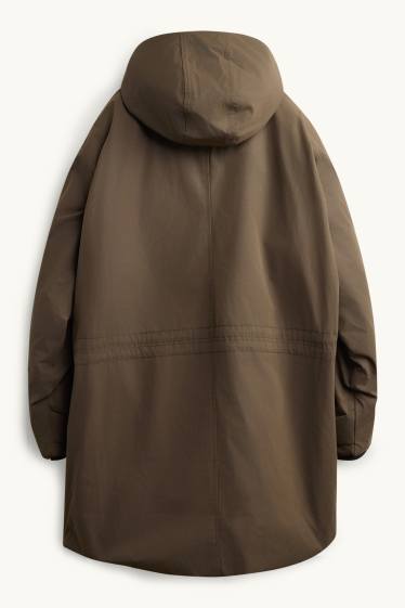 Home - Parca embuatada amb caputxa - folrada - impermeable - marró