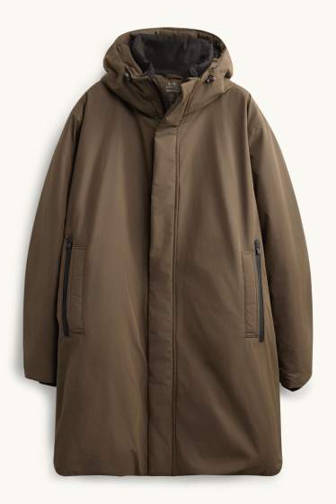 Home - Parca embuatada amb caputxa - folrada - impermeable - marró
