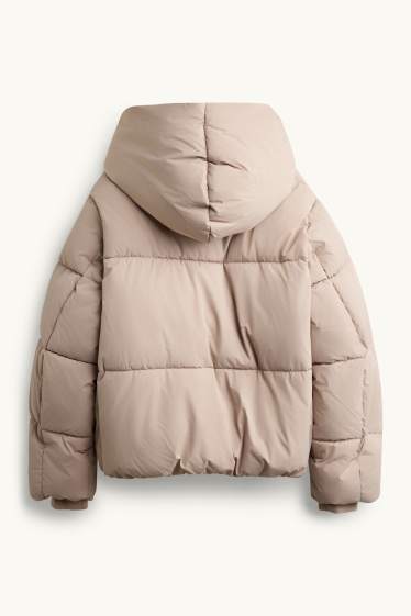 Women - Quilted jacket with hood - lined - water-repellent - beige