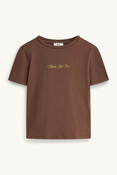 Damen - T-Shirt - Slim Fit - braun