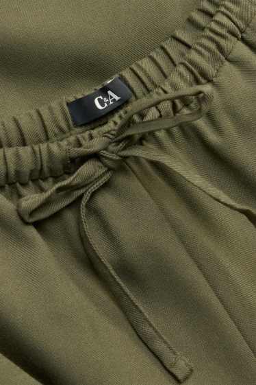 Damen - Stoffhose - Mid Waist - Wide Leg - dunkelgrün
