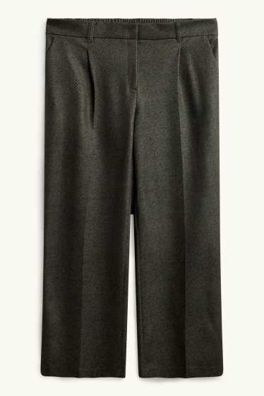 Femmes - Pantalon en toile - high waist - wide leg - à motif - gris foncé