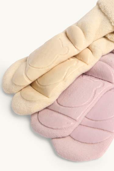Neonati - Confezione da 2 - orsacchiotto - calze antiscivolo con motivo per neonati - rosa / beige