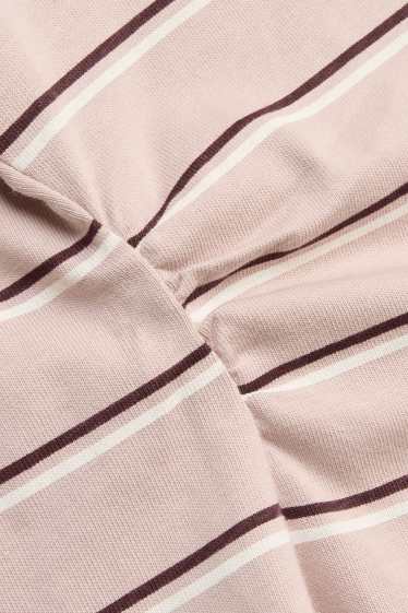Damen - T-Shirt - Slim Fit - gestreift - braun / rosa