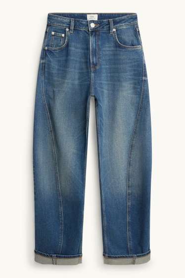 Damen - Barrel Jeans - High Waist - jeansblau