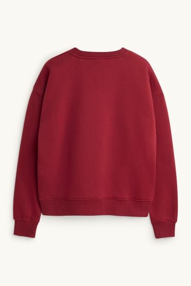 Damen - Weihnachts-Sweatshirt - Micky Maus - Glanz-Effekt - dunkelrot