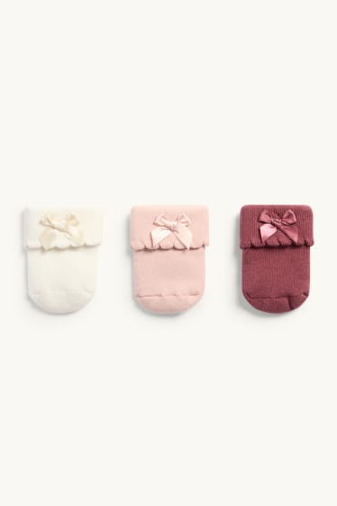Baby Mädchen - Multipack 3er - Erstlings-Socken - rosa / beige