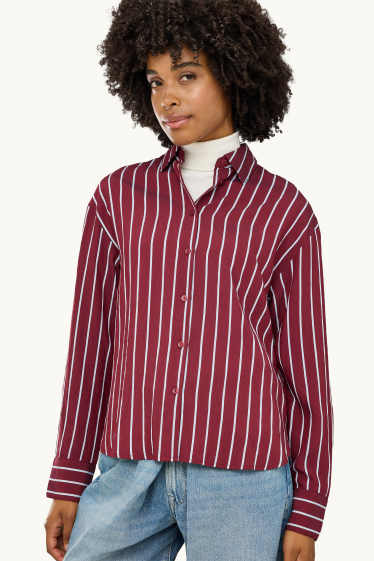 Femmes - Blouse-chemise - à rayures - rouge / blanc