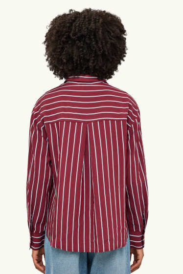 Femmes - Blouse-chemise - à rayures - rouge / blanc