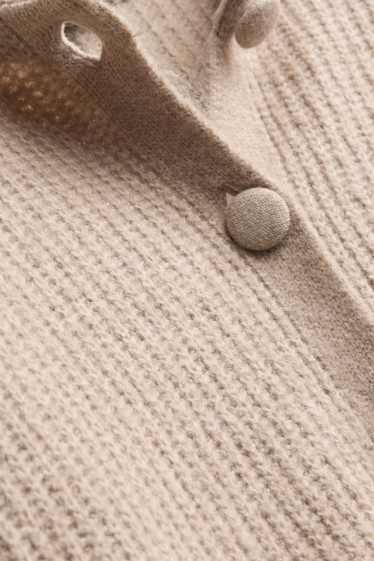 Women - Cardigan - ribbed - light beige