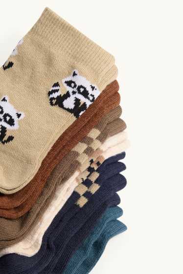 Children Boys - Multipack of 7 - wild animals - socks with motif - brown / dark blue