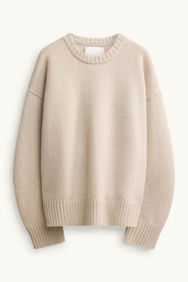 Damen - Woll-Pullover - beige