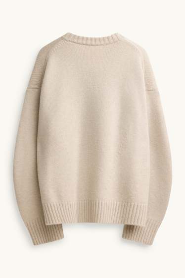 Damen - Woll-Pullover - beige