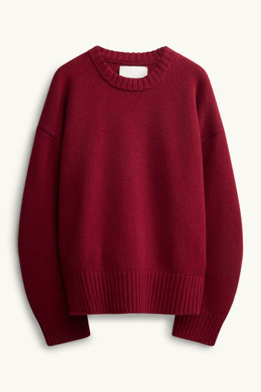 Damen - Woll-Pullover - rot / rot
