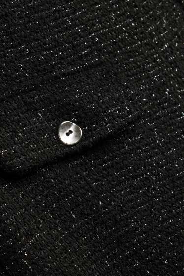 Donna - Pantaloni - vita alta - gamba ampia - effetto brillante - nero / argento