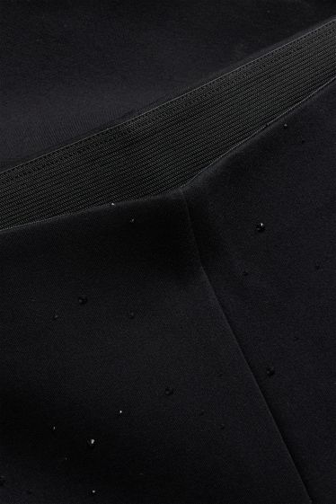 Donna - Pantaloni con strass - vita media - flared - nero