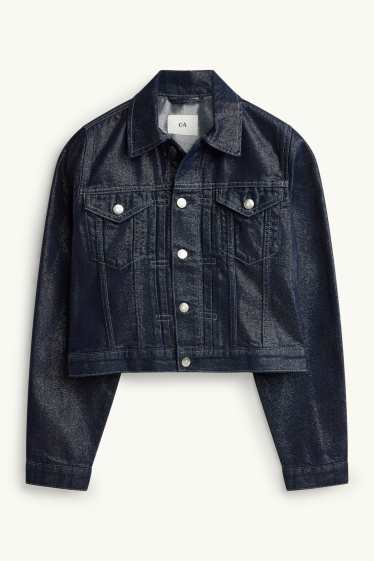 Women - Denim jacket - shiny - denim-dark blue