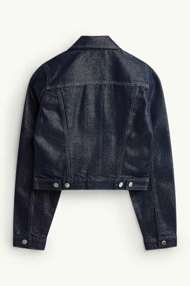 Women - Denim jacket - shiny - denim-dark blue