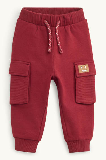 Bebeluși - băieți - Vulpe - pantaloni de trening bebeluși, model cargo - roșu