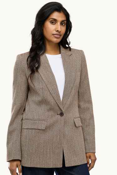 Femei - Blazer lung - regular fit - cu model - maro