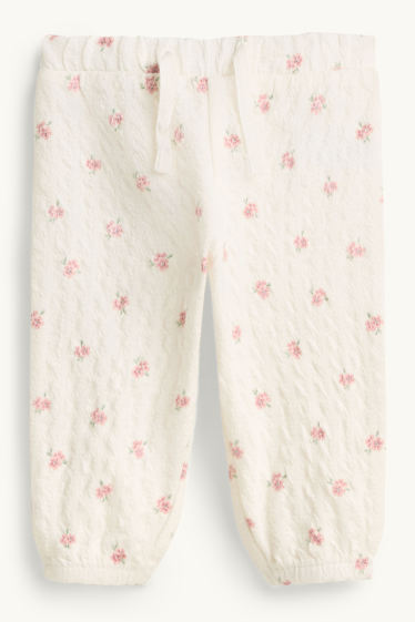 Nadó nena - Floretes - Pantalons per a nounat - texturats - blanc trencat