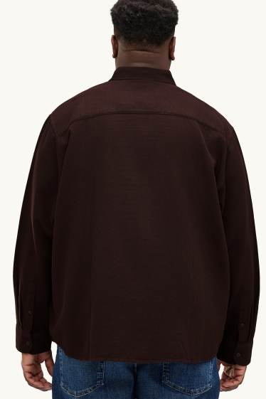 Herren - Hemd - Regular Fit - Kent - strukturiert - dunkelbraun