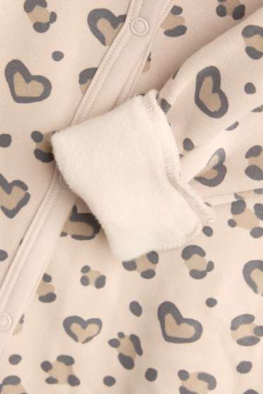 Baby Mädchen - Leopard - Baby-Schlafanzug - plüschgefüttert - beige