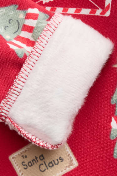 Unisex - Pijama salopetă bebeluși, cu motive de Crăciun - căptușită cu pluș - roșu