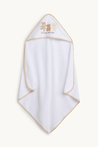 Unisex - Orsacchiotto - asciugamano con cappuccio per neonati - 80 x 80 cm - bianco / beige
