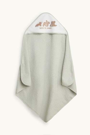 Baby Girls - Little bear - baby towel with hood - light green