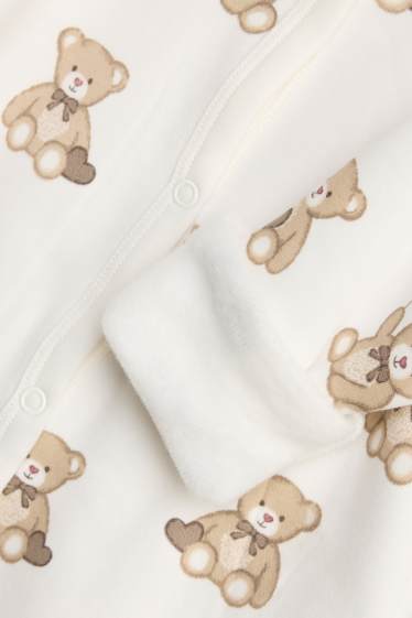 Baby Mädchen - Bärchen - Baby-Schlafanzug - plüschgefüttert - weiß