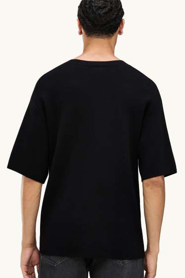 Bărbați - Tricou din tricot - relaxed fit - negru