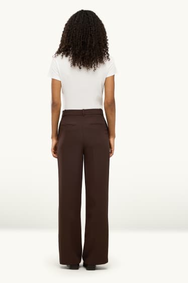 Femmes - Pantalon de bureau - high waist - regular fit - marron foncé