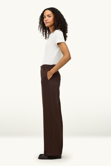 Femmes - Pantalon de bureau - high waist - regular fit - marron foncé