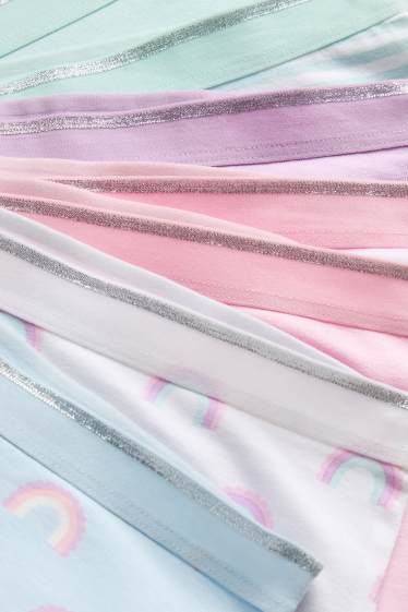 Bambine - Confezione da 7 - motivo unicorno e arcobaleno - boxer - rosa / blu