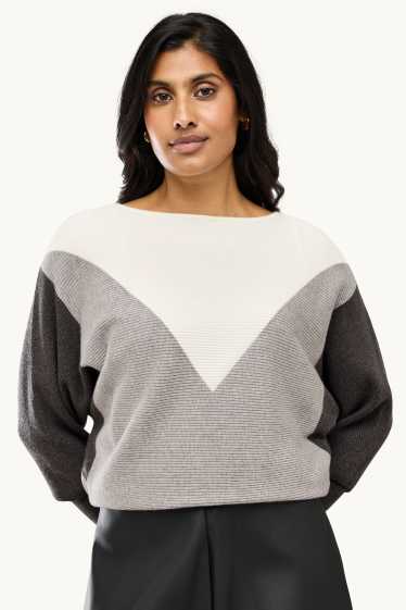 Femmes - Pull - côtelé - gris