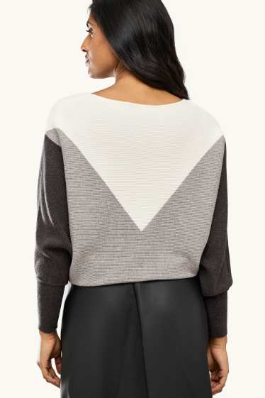 Femmes - Pull - côtelé - gris