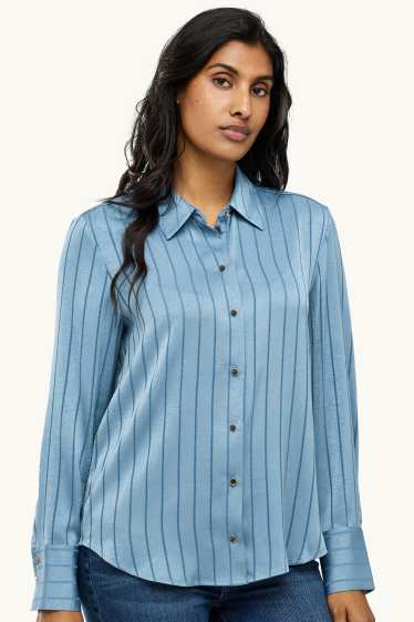 Women - Blouse - pinstripe - blue