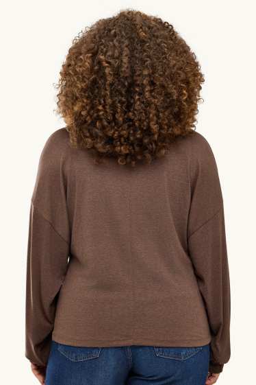 Damen - Langarmshirt - Relaxed Fit - braun