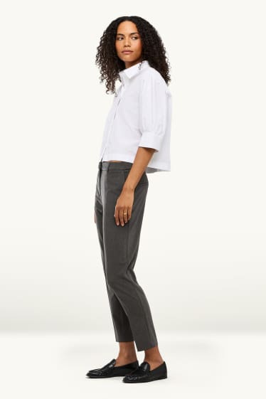 Donna - Pantaloni - vita media - tapered fit - grigio scuro