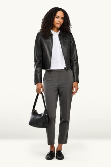 Donna - Pantaloni - vita media - tapered fit - grigio scuro