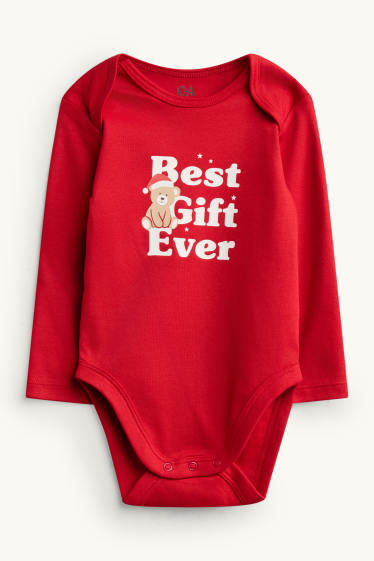 Bébés garçons - Ours en peluche - body de Noël bébé - rouge