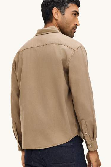 Hommes - Chemise - relaxed fit - col kent - beige