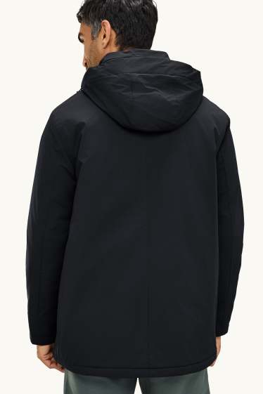 Hommes - Parka à capuche - doublée - finition déperlante - noir