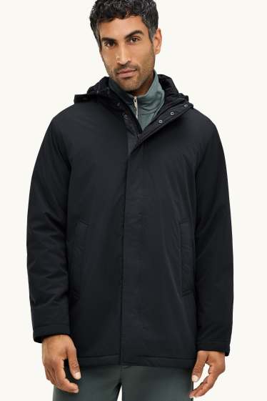 Hommes - Parka à capuche - doublée - finition déperlante - noir