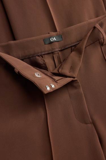 Femmes - Pantalon de bureau - high waist - straight fit - marron