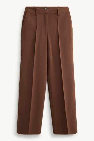 Femmes - Pantalon de bureau - high waist - straight fit - marron