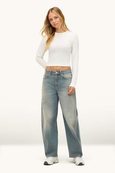 Dames - Barrel jeans - mid waist - jeanslichtblauw